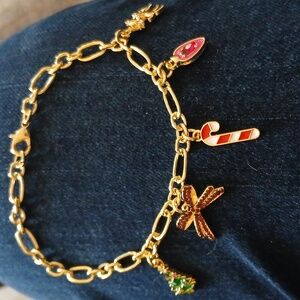 Serra Holiday Goldtone Chain Bracelet With 5 Charms